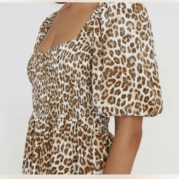 FAITHFUL THE BRAND ILARIA smocked leopard Giorgio animal print mini dress nwt xs - Picture 7 of 7